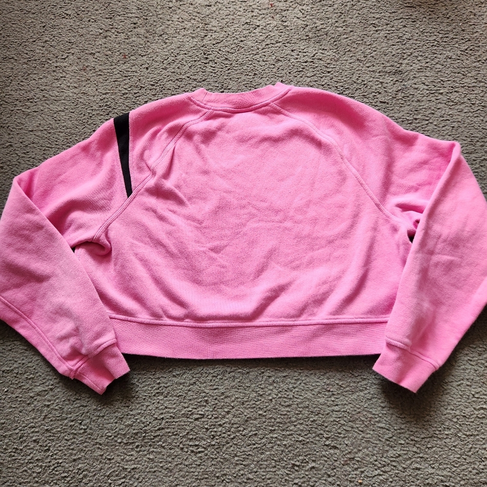 NIKE Women's Cropped Sweatshirt Medium Pink Swoosh Y2K Cotton Poly - Picture 4 of 8